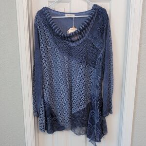 Simply Couture Blue Lace Knit Top